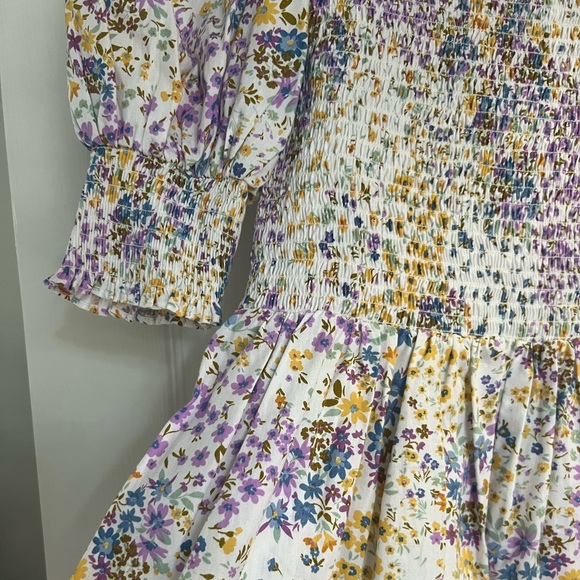 1. State Floral Puff and Smocked Sleeve Smocked Bodice Dress - Picture 8 of 11
